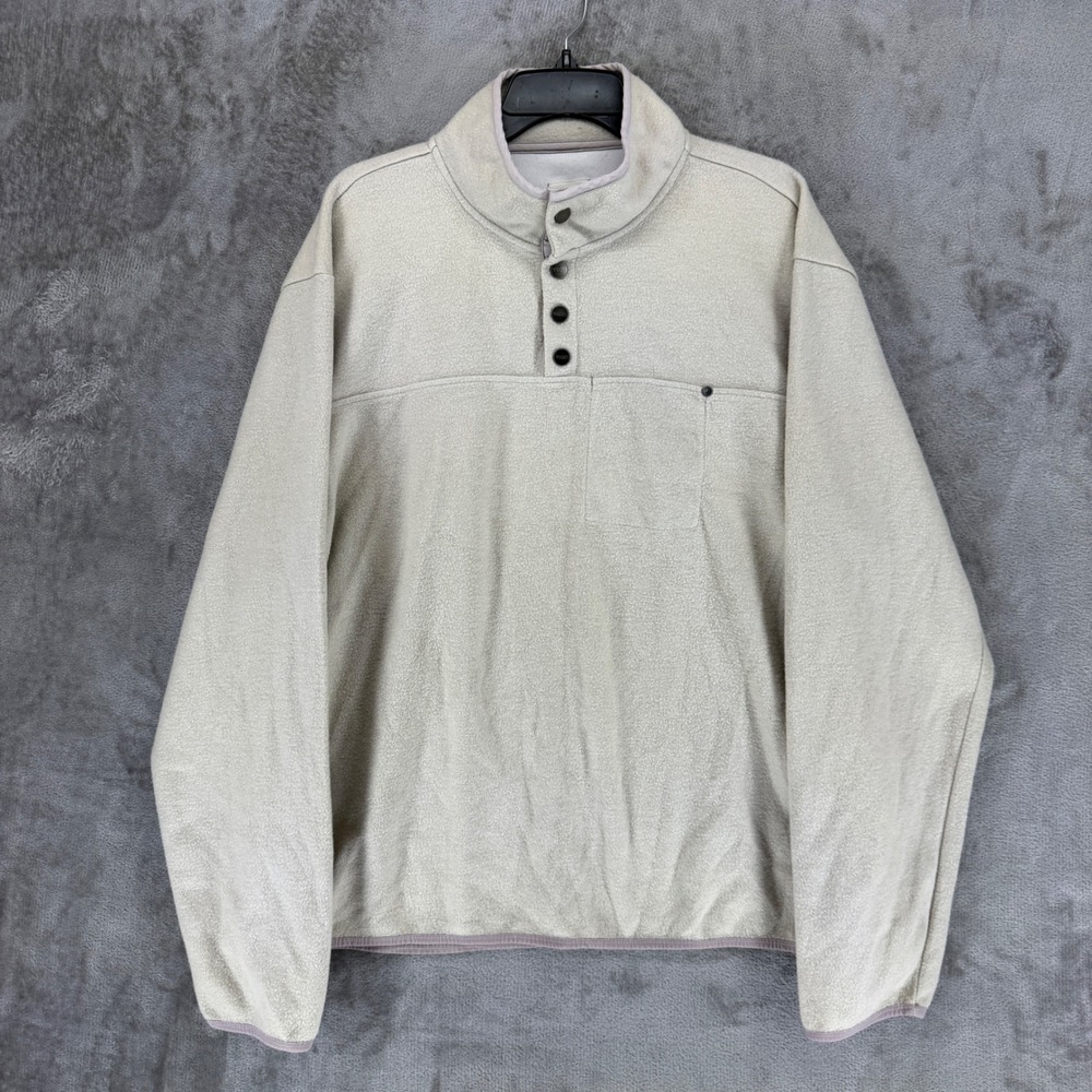 Vuori Mens XXL Alpine Sherpa Fleece Pullover V544 Oatmeal Wool Blend Mock Neck